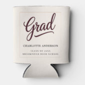 Elegant Burgundy Script Grad Can Cooler 缶クーラー (正面)