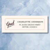 Elegant Burgundy Script Grad Return Label ラベル