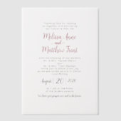 Elegant Burgundy Script Wedding ベラム紙招待状 (正面)