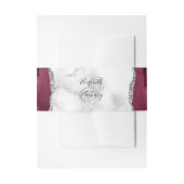 Elegant Burgundy Silver Agate Marble Wedding 招待状ベリーバンド (正面例)