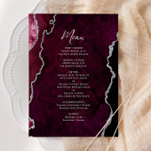 Elegant Burgundy Silver Agate Wedding Menu メニュー