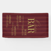 Elegant Burgundy Stripe Open Bar Menu Wedding 横断幕 (横)