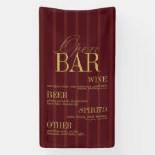Elegant Burgundy Stripe Open Bar Menu Wedding 横断幕 (縦)