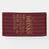 Elegant Burgundy Stripe Signature Drinks Wedding 横断幕 (横)