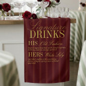 Elegant Burgundy Stripe Signature Drinks Wedding 横断幕