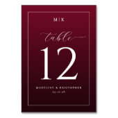Elegant Burgundy Table Number テーブルナンバー (裏面)