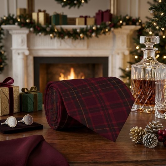 Elegant Burgundy Tartan ネクタイ