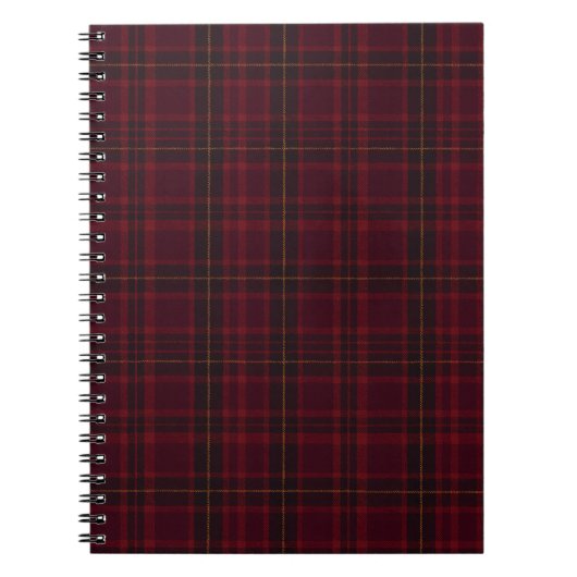 Elegant Burgundy Tartan ノートブック (正面)