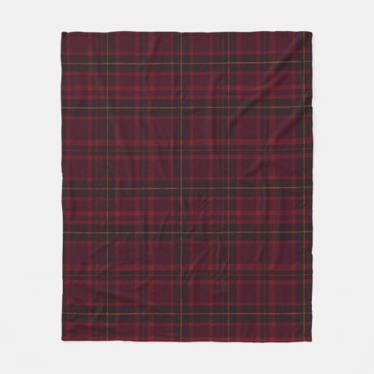 Elegant Burgundy Tartan フリースブランケット (正面)
