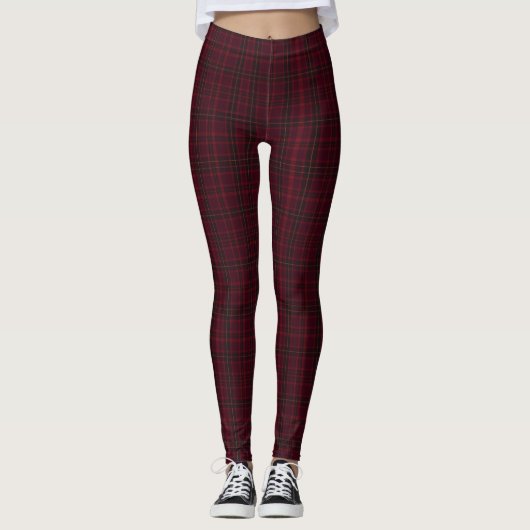 Elegant Burgundy Tartan レギンス (正面)