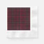 Elegant Burgundy Tartan 縁ありカクテルナプキン (正面)