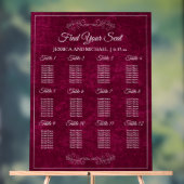 Elegant Burgundy Velvet Wedding Seating Chart  アクリルサイン (ニュートラル)