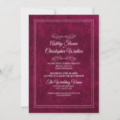 Elegant Burgundy Velvet White QR code Wedding 招待状 (正面)