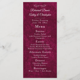 Elegant Burgundy Velvet White Rehearsal Dinner メニュー