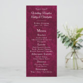Elegant Burgundy Velvet White Wedding Reception  メニュー (スタンド正面)