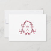 Elegant Burgundy Victorian Floral Wedding 出欠カード (裏面)
