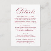 Elegant Burgundy Victorian Floral Wedding Details エンクロージャーカード (正面)