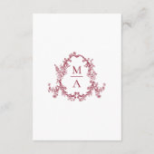 Elegant Burgundy Victorian Floral Wedding Details エンクロージャーカード (裏面)