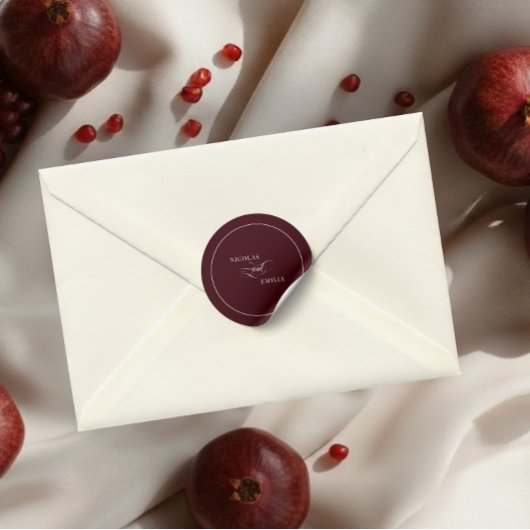 Elegant Burgundy Wedding ラウンドシール