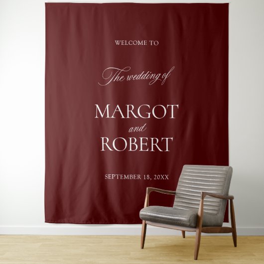 Elegant Burgundy Wedding Backdrops Banner タペストリー (インサイチュ)
