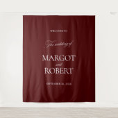 Elegant Burgundy Wedding Backdrops Banner タペストリー (正面)