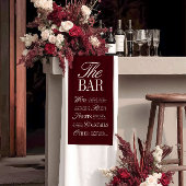 Elegant Burgundy Wedding Bar Menu Reception Decor 横断幕