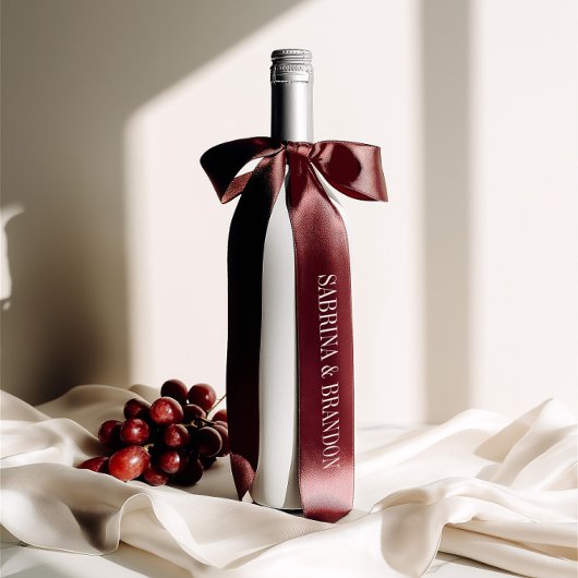 Elegant Burgundy Wedding Custom Names サテンリボン