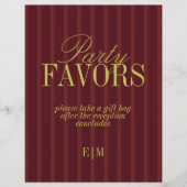 Elegant Burgundy Wedding Favor Take One Sign (正面)