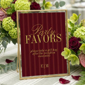 Elegant Burgundy Wedding Favor Take One Sign
