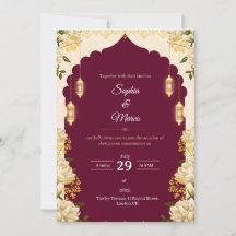Elegant Burgundy  Wedding Invitation Card