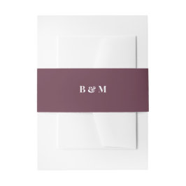 Elegant Burgundy Wedding Monogram Bride and Groom 招待状ベリーバンド