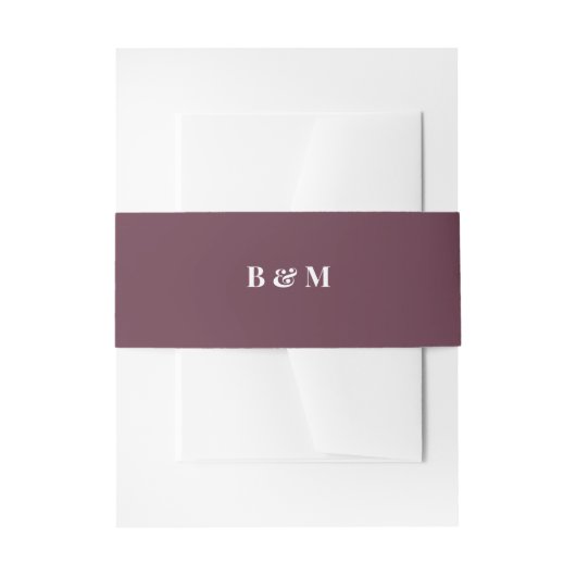 Elegant Burgundy Wedding Monogram Bride and Groom 招待状ベリーバンド (正面例)