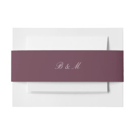 Elegant Burgundy Wedding Monogram Bride and Groom 招待状ベリーバンド
