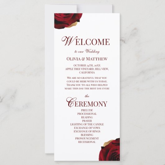 Elegant Burgundy Wedding Program (正面)