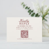 Elegant Burgundy Wedding QR Code RSVP Card (スタンド正面)