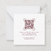 Elegant Burgundy Wedding QR Code RSVP Cards ノートカード (正面)
