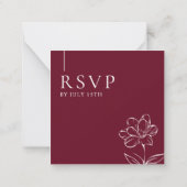 Elegant Burgundy Wedding QR Code RSVP Cards ノートカード (裏面)