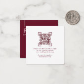 Elegant Burgundy Wedding QR Code RSVP Cards ノートカード (正面/裏面インサイチュ)