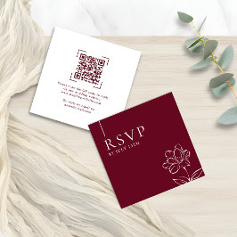 Elegant Burgundy Wedding QR Code RSVP Cards ノートカード