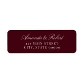 Elegant Burgundy Wedding Return Address ラベル (正面)