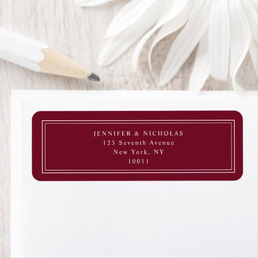 Elegant Burgundy Wedding Return Address ラベル (インサイチュ)