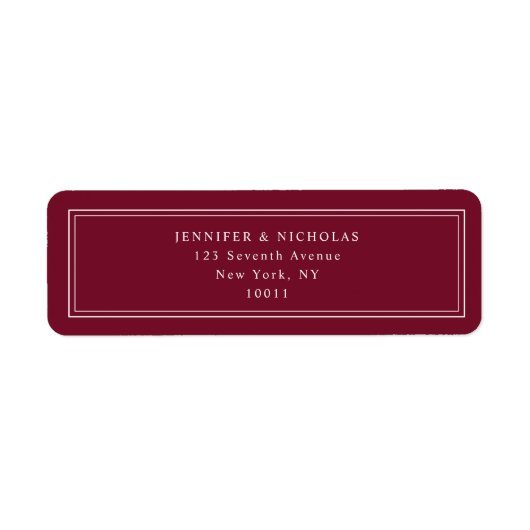Elegant Burgundy Wedding Return Address ラベル (正面)