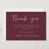 Elegant Burgundy Wedding Thank You Card Minimalist サンキューカード (正面)