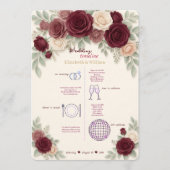 Elegant Burgundy Wedding Timeline Program プログラム (正面)