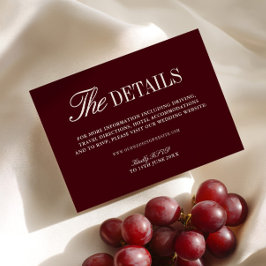 Elegant Burgundy Wedding Website Enclosure Card エンクロージャーカード