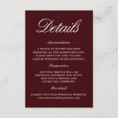 Elegant Burgundy Wedding Website Enclosure Card エンクロージャーカード (正面)