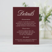 Elegant Burgundy Wedding Website Enclosure Card エンクロージャーカード (スタンド正面)