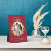 Elegant Burgundy Wedding Welcome Custom Photo Sign フォトプラーク (側面)