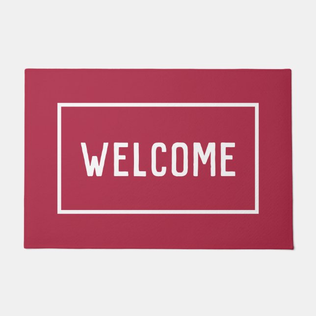 Elegant Burgundy Welcome ドアマット (正面)