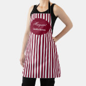 Elegant Burgundy White Stripe Pattern Custom Apron エプロン (インサイチュ)